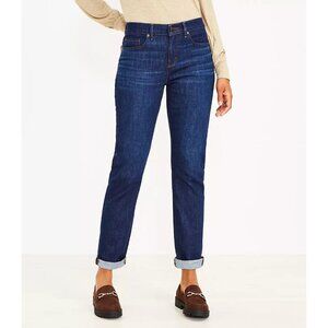 NWT Ann Taylor LOFT Womens Size 25 25x30 1/2 Girlfriend Jeans in Dark Rinse NEW